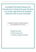 Accredited Test Bank Solution For Introduction to Federal Income Taxation in Canada&comma; 45th Edition by Nathalie Johnstone &lbrack;All Lessons Included&rsqb;