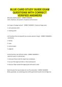 BLUE CARD STUDY GUIDE EXAM QUESTIONS WITH CORRECT VERIFIED ANSWERS&period;
