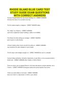 RHODE ISLAND BLUE CARD TEST STUDY GUIDE EXAM QUESTIONS WITH CORRECT ANSWERS