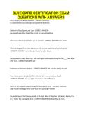 BLUE CARD CERTIFICATION EXAM QUESTIONS WITH ANSWERS