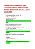 Excavator Operator Certification Exam  Questions With Correct Answers &lpar;Verified  Answers&rpar; Plus Rationales 2026 Q&A &vert; Instant  Download Pdf 