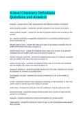 A-level Chemistry Definitions Questions and Answers