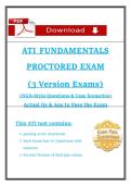 ATI FUNDAMENTALS PROCTORED EXAM  &lpar;3 Version Exams&rpar;   &lpar;NGN-Style Questions & Case Scenarios&rpar; Actual Qs & Ans to Pass the Exam