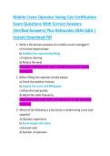 Mobile Crane Operator Swing Cab Certification  Exam Questions With Correct Answers  &lpar;Verified Answers&rpar; Plus Rationales 2026 Q&A &vert;  Instant Download Pdf 