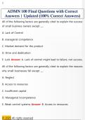 ADMN 100 Final Questions with Correct  Answers &vert; Updated &lpar;100&percnt; Correct Answers&rpar; 