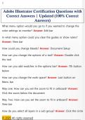 Adobe Illustrator Certification Questions with  Correct Answers &vert; Updated &lpar;100&percnt; Correct  Answers&rpar; 