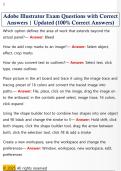 Adobe Illustrator Exam Questions with Correct  Answers &vert; Updated &lpar;100&percnt; Correct Answers&rpar; 