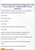 AEM Developer Sites Renewal Questions with  Correct Answers &vert; Updated &lpar;100&percnt; Correct  Answers&rpar; 