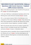 BIOCHEM EXAM 2 QUESTIONS&comma; Midterm  Questions with Correct Answers &vert; Updated  &lpar;100&percnt; Correct Answers&rpar;
