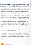 Bioethics &lpar;MIDTERM&rpar; Questions with Correct  Answers &vert; Updated &lpar;100&percnt; Correct Answers&rpar;