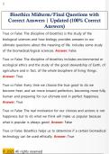 Bioethics Midterm&sol;Final Questions with  Correct Answers &vert; Updated &lpar;100&percnt; Correct  Answers&rpar;