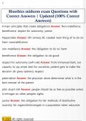 Bioethics midterm exam Questions with  Correct Answers &vert; Updated &lpar;100&percnt; Correct  Answers&rpar;