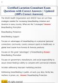 Certified Lactation Consultant Exam  Questions with Correct Answers &vert; Updated  &lpar;100&percnt; Correct Answers&rpar;