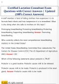 Certified Lactation Consultant Exam  Questions with Correct Answers &vert; Updated  &lpar;100&percnt; Correct Answers&rpar; 