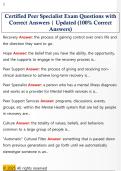 Certified Peer Specialist Exam Questions with  Correct Answers &vert; Updated &lpar;100&percnt; Correct  Answers&rpar;