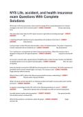 NYS Life&comma; accident&comma; and health insurance exam Questions With Complete Solutions