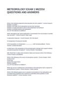 METEOROLOGY EXAM 1 MIZZOU QUESTIONS AND ANSWERS