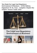 Legal and Regulatory Environment of Business &ndash; Test Bank &lpar;19th Edition&comma; Pagnattaro et al&period;&comma; USA&rpar; &ndash; Complete Chapter-by-Chapter Answer Guide