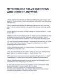 METEOROLOGY EXAM 2 QUESTIONS WITH CORRECT ANSWERS