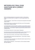 METEOROLOGY FINAL EXAM QUESTIONS WITH CORRECT ANSWERS