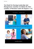 Test Bank For Nursing Leadership and Management&comma; Canadian 1st Edition By Alice Gaudine&comma; & Marianne Lamb All Chapters 1-14