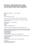 PHYSICAL METEOROLOGY FINAL EXAM QUESTIONS AND ANSWERS