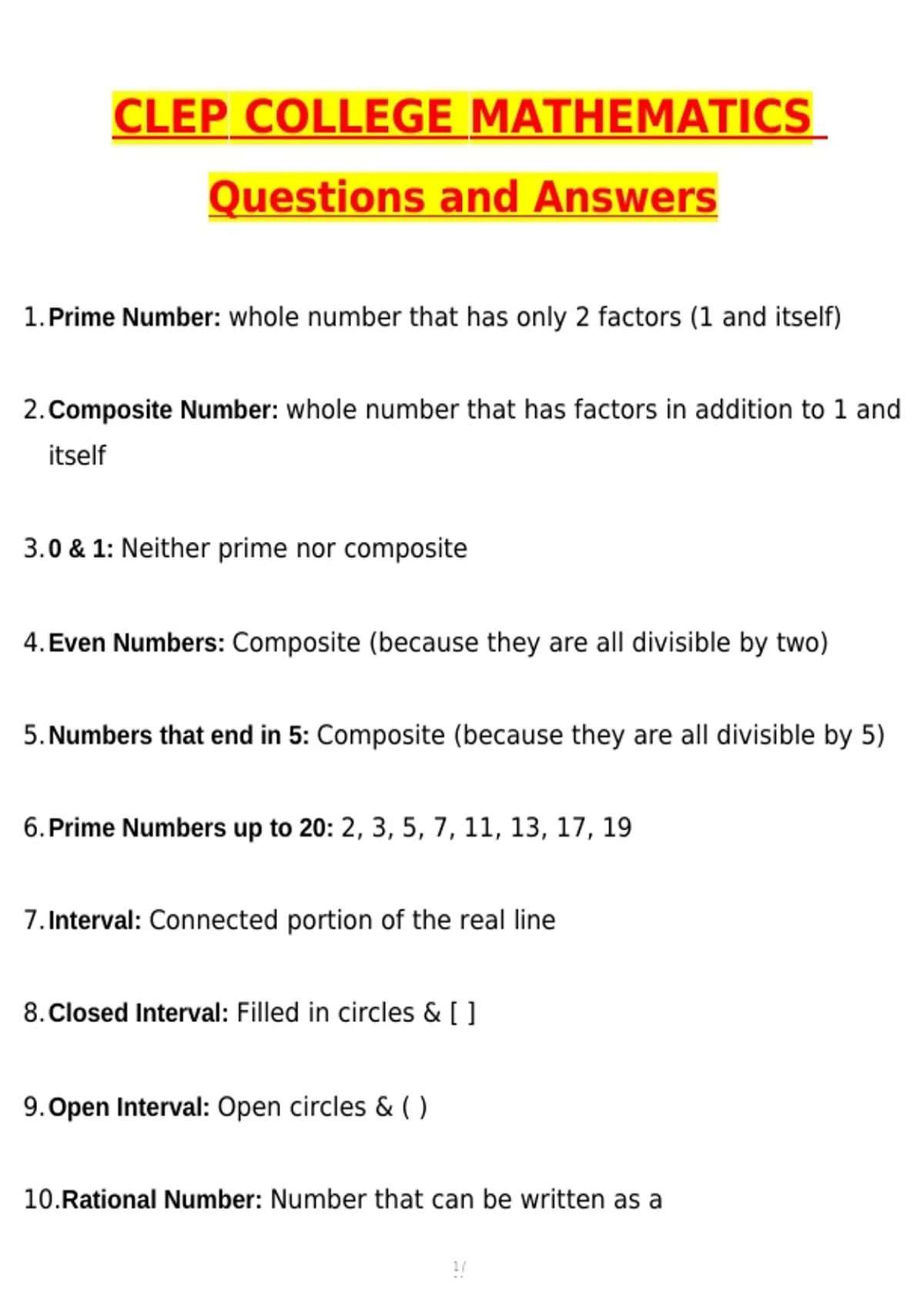CLEP College Mathematics (Latest 2026 / 2027 Update) Questions and ...