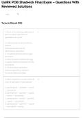 UARK POB Shadwick Final Exam &ndash; Questions With Reviewed Solutions