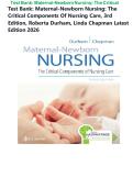 Test Bank for Davis Advantage for Maternal-Newborn Nursing&colon; The Critical Components of Nursing Care&comma; 3RD Edition&comma; by Roberta Durham&comma; Linda Chapman&period; All Chapters 1 - 19 LATEST