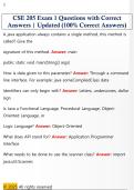 CSE 205 Exam 1 Questions with Correct  Answers &vert; Updated &lpar;100&percnt; Correct Answers&rpar;