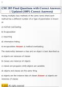 CSE 205 Final Questions with Correct Answers  &vert; Updated &lpar;100&percnt; Correct Answers&rpar; 