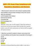 AAPC CPC Exam Prep Compliance and Regulatory &lpar;Latest 2026 &sol; 2027 Update&rpar; Questions and Verified Answers &vert; 100&percnt; Correct &vert; Grade A&plus;