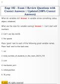 Engr 102 - Exam 1 Review Questions with  Correct Answers &vert; Updated &lpar;100&percnt; Correct  Answers&rpar; 