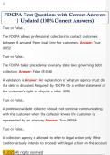 FDCPA Test Questions with Correct Answers  &vert; Updated &lpar;100&percnt; Correct Answers&rpar;