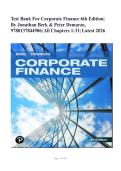 Test Bank for Corporate Finance by Jonathan Berk & Peter DeMarzo&comma; 6th Edition&vert; 9780137844906&vert; All Chapters 1-31&vert; LATEST