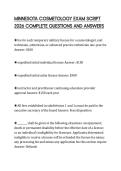 MINNESOTA COSMETOLOGY EXAM SCRIPT 2026 COMPLETE QUESTIONS AND ANSWERS
