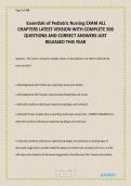 Essentials of Pediatric Nursing EXAM ALL CHAPTERS LATEST VERSION WITH COMPLETE 500 QUESTIONS AND CORRECT ANSWERS JUST RELEASED THIS YEAR