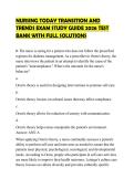 NURSING TODAY TRANSITION AND TRENDS EXAM STUDY GUIDE 2026 TEST BANK WITH FULL SOLUTIONS