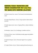 NURSING TODAY TRANSITION AND TRENDS EXAMINATION TEST 2026 FULL TEST BANK WITH VERIFIED SOLUTIONS