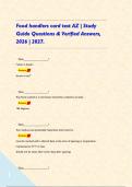 Food handlers card test AZ &vert; Study Guide Questions & Verified Answers&comma; 2026 &vert; 2027&period;   