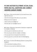 NY DMV MOTORCYCLE PERMIT ACTUAL EXAM PAPER 2026 FULL QUESTIONS AND CORRECT ANSWERS ALREADY PASSED