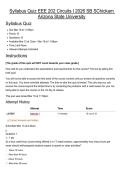 Syllabus Quiz EEE 202 Circuits I 2026 SB SChickam Arizona State University