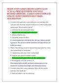 MEDICATION AIDE CERTIFICATION EXAM  ACTUAL PREP QUESTIONS AND WELL  REVISED ANSWERS - LATEST AND COMPLETE  UPDATE WITH VERIFIED SOLUTIONS &ndash;  ASSURED PASS