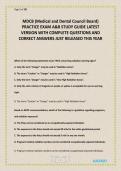 MDCB &lpar;Medical and Dental Council Board&rpar; PRACTICE EXAM A&B STUDY GUIDE LATEST VERSION WITH COMPLETE QUESTIONS AND CORRECT ANSWERS JUST RELEASED THIS YEAR