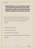 Certified Diabetes Care and Education Specialist-CDCES PRACTICE EXAM STUDY GUIDE LATEST VERSION WITH COMPLETE 400 QUESTIONS AND CORRECT ANSWERS JUST RELEASED THIS YEAR