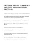 CERTIFICATION CLASS 3 HLT TN EXAM UPDATE 100&percnt; VERIFIED QUESTIONS AND CORRECT ANSWERS 2025