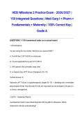 HESI Milestone 2 Actual Practice Exam - 2026&sol;2027 &vert; Integrated Med-Surg I&comma; Pharm&comma; Fundamentals & Maternity Review &vert; Verified Key &vert; Grade A