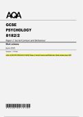 AQA GCSE PSYCHOLOGY 8182&sol;2 Paper 2 Social Context and Behaviour Mark scheme June 2025 