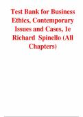 Business Ethics&colon; Contemporary Issues and Cases&comma; 1st Edition &ndash; Richard A&period; Spinello &ndash; ISBN 9781506368054 &ndash; Test Bank &lpar;All Chapters Covered 1&ndash;15&rpar;