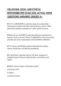 OKLAHOMA LEGAL AND ETHICAL RESPONSIBILITIES EXAM 2026 ACTUAL PAPER QUESTIONS ANSWERS GRADED A&plus;